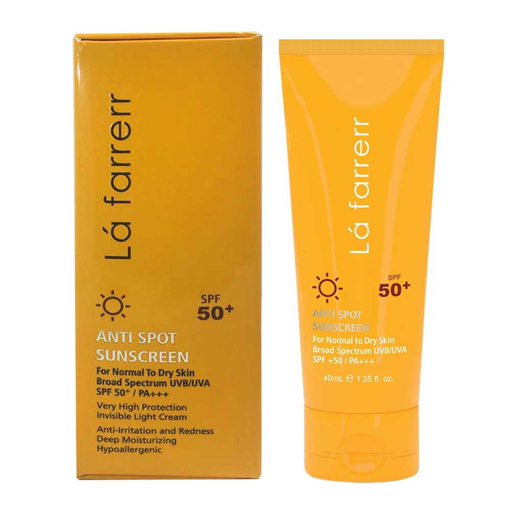 ضد آفتاب بی رنگ لافارر مدل SPF50 مناسب پوست خشک و نرمال